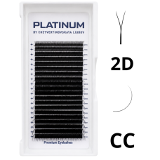 Abanicos Prefabricados para Extensiones de Pestañas 2D Negros YY-Double Curvatura CC 0.07 6–13 mm PLATINUM