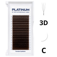 Abanicos prefabricados para extensiones de pestañas 3D color marrón oscuro U-Shape Curvatura C 0,07 MIX 7–13 mm PLATINUM