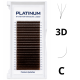 Abanicos prefabricados para extensiones de pestañas 3D color marrón oscuro | W-Shape | Curvatura C | 0,07 | MIX 6–13 mm | PLATINUM