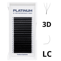 Abanicos prefabricados para extensiones de pestañas 3D negros W-Shape Curvatura LC 0,07 MIX 6–13 mm PLATINUM