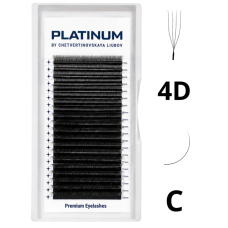 Abanicos prefabricados para extensiones de pestañas 4D negros U-Shape Curvatura C 0,07 MIX 7–13 mm PLATINUM