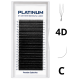 Abanicos prefabricados para extensiones de pestañas 4D negros U-Shape Curvatura C 0,07 MIX 7–13 mm PLATINUM