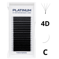 Abanicos prefabricados para extensiones de pestañas 4D negros W-Shape Curvatura C 0,07 MIX 6–13 mm PLATINUM