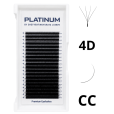 Abanicos prefabricados para extensiones de pestañas 4D negros W-Shape Curvatura CC 0,07 MIX 6–13 mm PLATINUM