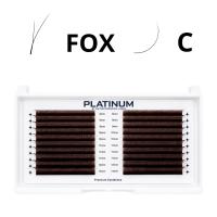 Abanicos prefabricados para extensiones de pestañas FOX color marrón oscuro Curvaturas C 0,07 8–13 mm PLATINUM