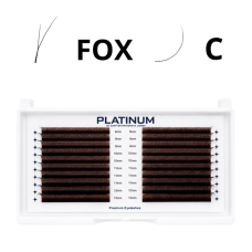 Abanicos prefabricados para extensiones de pestañas FOX color marrón oscuro Curvaturas C 0,07 8–13 mm PLATINUM