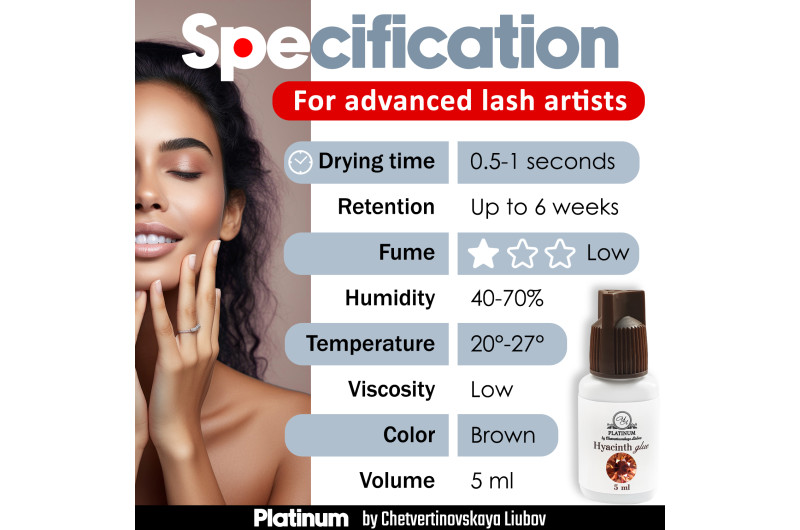 Pegamento para extensiones de pestañas Hyacinth PLATINUM 5 ml