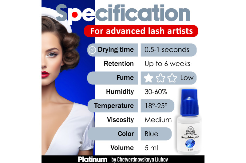 Pegamento para extensiones de pestañas Sapphire PLATINUM 5 ml