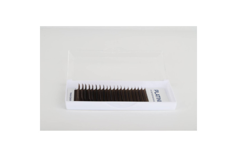 Abanicos prefabricados para extensiones de pestañas 3D color marrón oscuro | W-Shape | Curvatura C | 0,07 | MIX 6–13 mm | PLATINUM