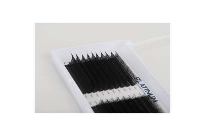 Abanicos prefabricados para extensiones de pestañas FOX negros Curvaturas C 0,07 8–13 mm PLATINUM