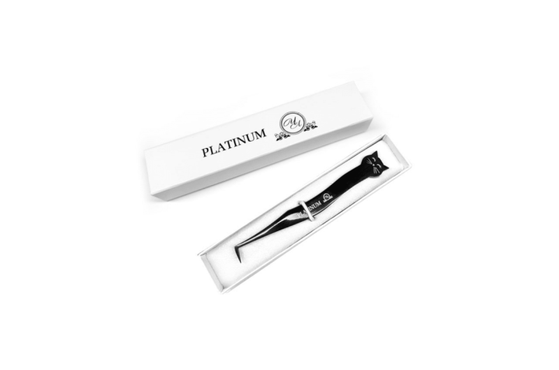 Pinza para extensiones PLATINUM LAZER Black Cat – profesional para pestañas