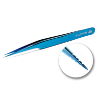 Pinza para  pestañas PLATINUM azul con muescas