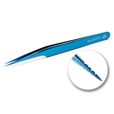 Pinza para  pestañas PLATINUM azul con muescas