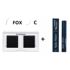 Abanicos prefabricados para extensiones de pestañas FOX negros Curvaturas C 0,07 8–13 mm PLATINUM+Gel para crear rayos en las pestañas Spike Maker PLATINUM x Ania ProLashes – 5 ml