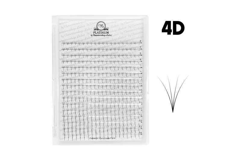 Abanicos para extensiones de pestañas PLATINUM 320 uds. C / 0.07 / 4D / MIX 7–14 mm