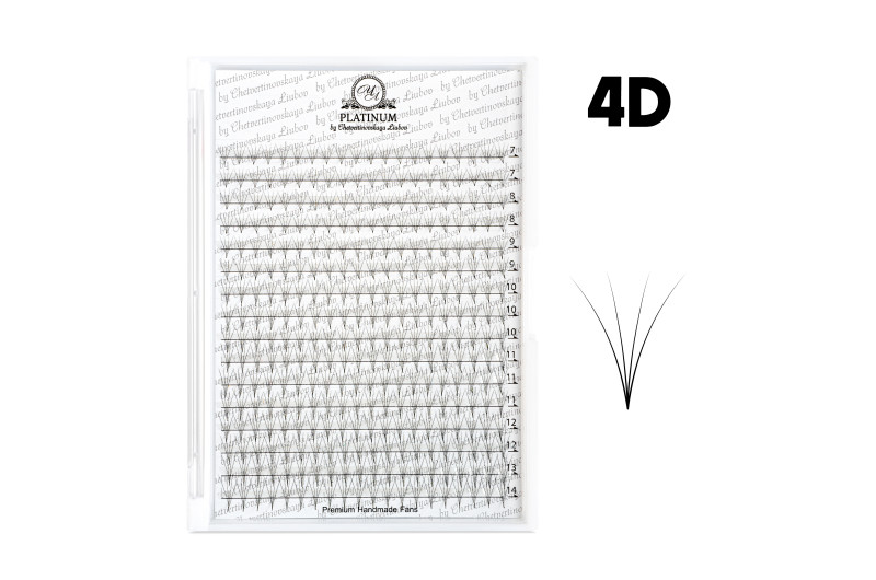 Abanicos para extensiones de pestañas PLATINUM 320 uds. L / 0.07 / 4D / MIX 7–14 mm