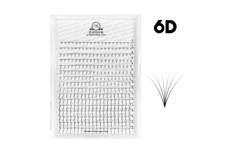 Abanicos para extensiones de pestañas PLATINUM 640 uds. C / 0.07 / 3D / MIX 7–14 mm