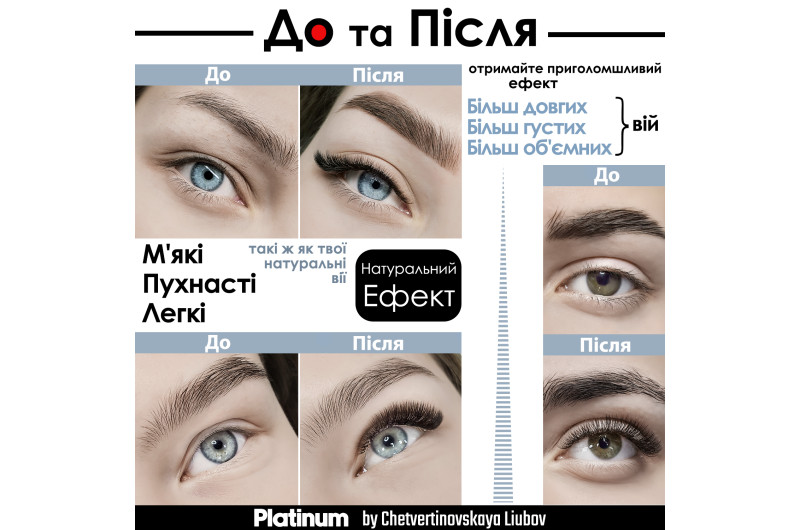 Abanicos para extensiones de pestañas PLATINUM 640 uds. L / 0.07 / 3D / MIX 7–14 mm