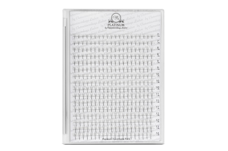 Abanicos para extensiones de pestañas PLATINUM 320 uds. C / 0.07 / 4D / MIX 7–14 mm