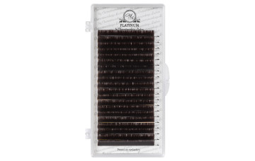 Pestañas para extensiones marrón oscuro PLATINUM СС 0.07, mix 7–12 mm – 20 líneas