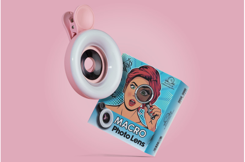 Lente macro con luz LED PLATINUM – rosa