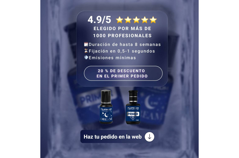 Set PLATINUM: Pegamento para extensiones de pestañas Dream 5 ml + Primer-Bonder 15 ml