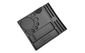 Paleta de silicona para mezclar composiciones y tintes, con espacio para pinceles y herramientas.