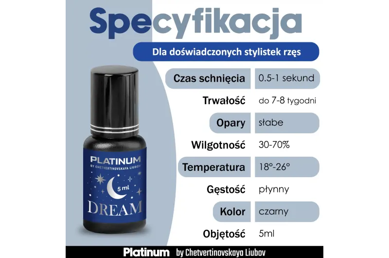 Pegamento para extensiones de pestañas Dream PLATINUM 5 ml
