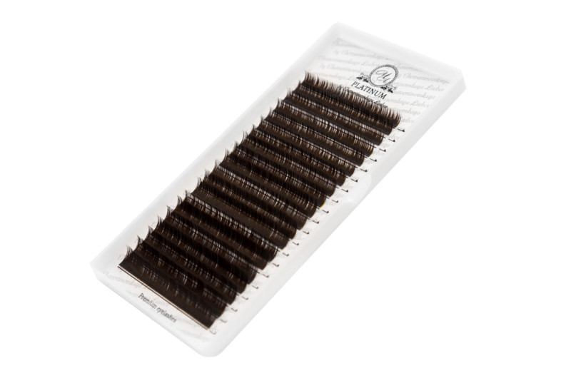 Pestañas para extensiones marrón oscuro PLATINUM В 0.07, mix 5–7 mm – 20 líneas