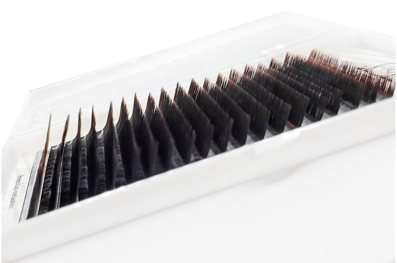 Pestañas para extensiones marrón oscuro PLATINUM L 0.07, mix 7–12 mm – 20 líneas