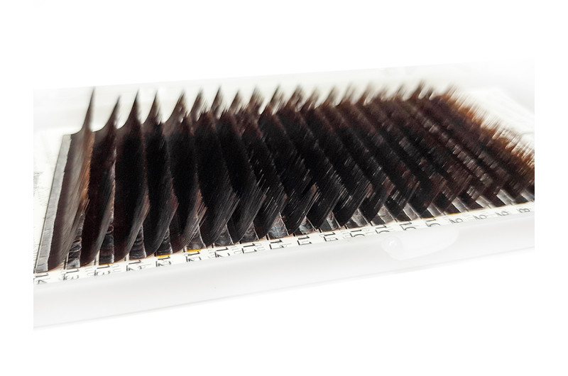 Pestañas para extensiones marrón oscuro PLATINUM L 0.07, mix 7–12 mm – 20 líneas