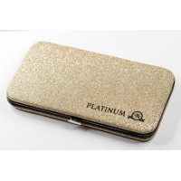 Estuche magnético para pinzas (con purpurina), color oro.