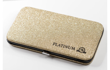 Estuche magnético para pinzas (con purpurina), color oro.